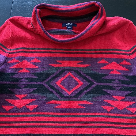 CHAPS XL Womens Sweater. Red with Southwestern Design. - Picture 3 of 11